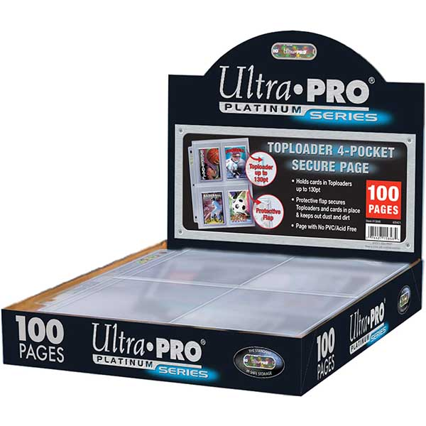 Ultra PRO 4-Pocket Secure Platinum Page pour Toploaders (100 Feuilles)